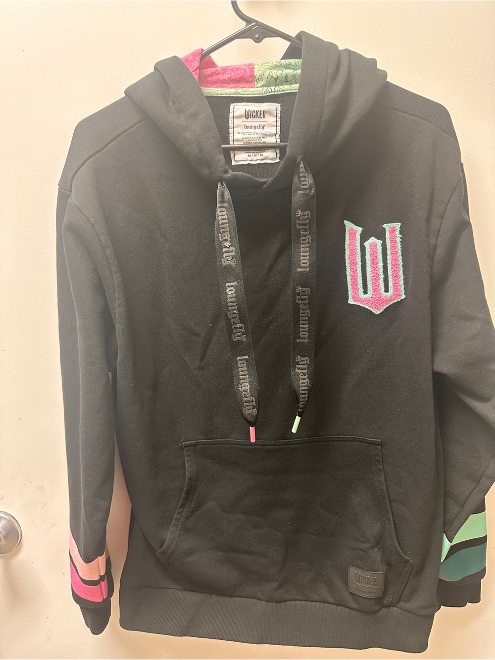 Loungefly Wicked Black Crewneck Sweater with Pink & Mint Accents